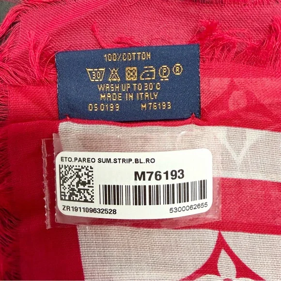Louis Vuitton LV Escale Striped Red Blue Pareo Shawl M76193 SS20 Limited Edition